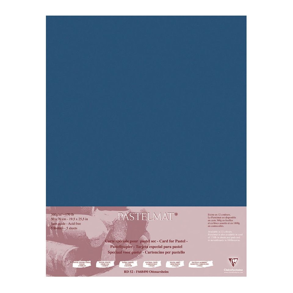 Clairefontaine Pastelmat Sheets, 50x70cm, 360g, Anthracite (5 Pack), 50 x  70 cm